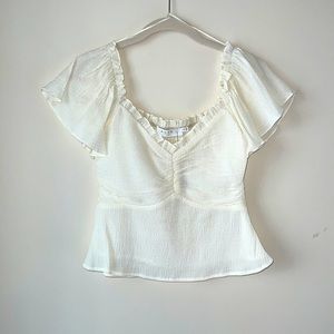 NWT Peplum, Baby Doll Cropped White Blouse